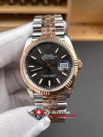 Rolex Datejust 36mm Everose Gold Grey Dial Super Clone Watch Ref M126231 0013 (3)