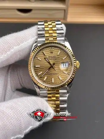 Rolex Datejust 36mm Ref M126233 0039 Champagne Dial Two Tone Super Clone Watch (1)