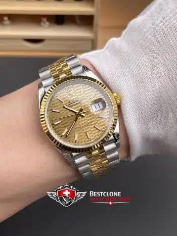 Rolex Datejust 36mm Ref M126233 0039 Champagne Dial Two Tone Super Clone Watch (9)