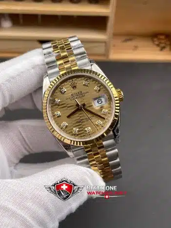 Rolex Datejust 36mm Ref M126233 0045 Champagne Diamond Dial Two Tone Super Clone Watch (2)