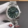 Reloj Rolex Datejust 41 Green Wave Dial Super Clone 126334 Jubilee Bisel estriado (6)