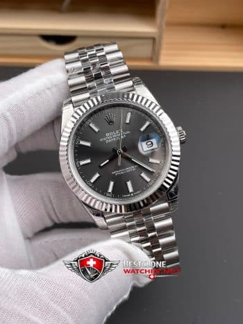Rolex Datejust 41 Grey Dial Super Clone Watch 126334 Jubilee Bracelet Fluted Bezel (2)