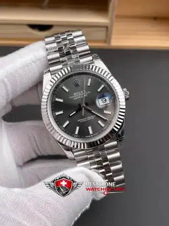 Rolex Datejust 41 Grey Dial Super Clone Watch 126334 Jubilee Bracelet Fluted Bezel (2)