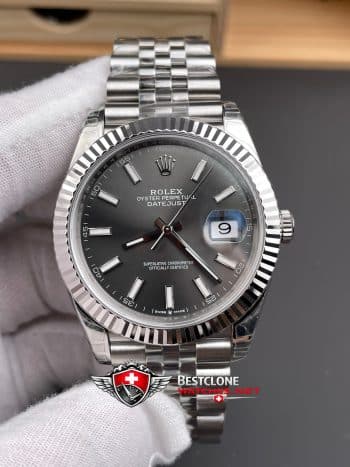 Rolex Datejust 41 Grey Dial Super Clone Watch 126334 Jubilee Bracelet Fluted Bezel (3)