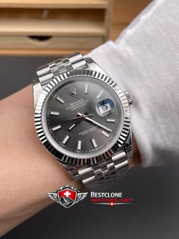 Rolex Datejust 41 Grey Dial Super Clone Watch 126334 Jubilee Bracelet Fluted Bezel (9)