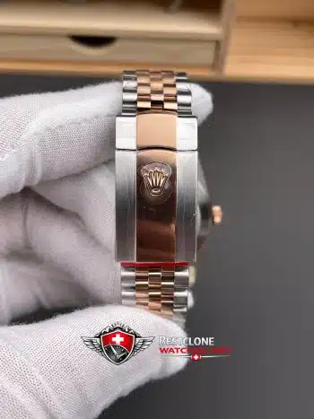 Rolex Datejust 41 Wimbledon Dial Rose Gold Two Tone Super Clone Watch 126331 Jubilee (8)