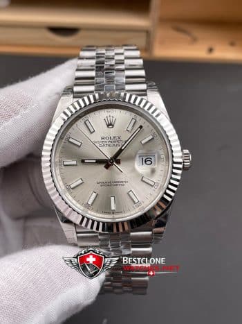 Rolex Datejust 41mm Ref M126334 3235 Silver Dial Super Clone Watch (3)