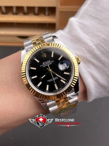 Rolex Datejust 41mm Ref m126333 Black Dial Two Tone Super Clone Watch (9)