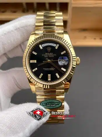 Reloj Rolex Day Date 40 Oro Amarillo Esfera Negra Ref 228238 0004 Super Clone (1)