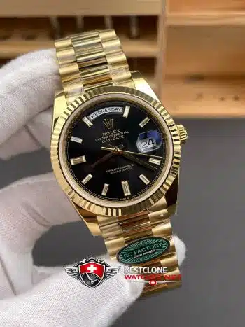 Rolex Day Date 40 Yellow Gold Black Dial Ref 228238 0004 Super Clone Watch (2)