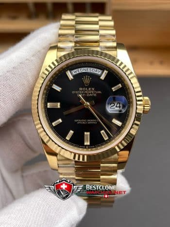 Rolex Day Date 40 Yellow Gold Black Dial Ref 228238 0004 Super Clone Watch (3)