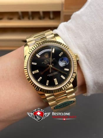Reloj Rolex Day Date 40 Oro Amarillo Esfera Negra Ref 228238 0004 Super Clone (9)