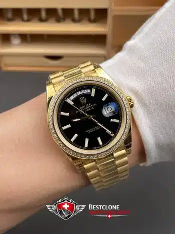 Rolex Day Date Super Clone Swiss Replica Watch Ref M228348RBR 0039 Black Sugar Dial 3255 Swiss Movement (2)