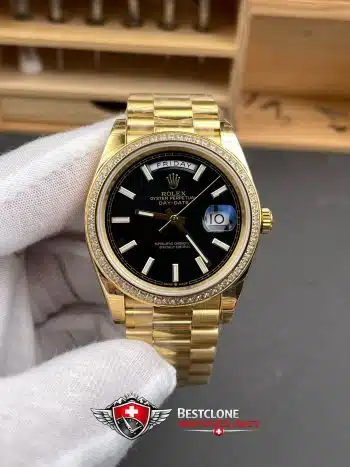 Rolex Day Date Super Clone Swiss Replica Watch Ref M228348RBR 0039 Black Sugar Dial 3255 Swiss Movement (3)