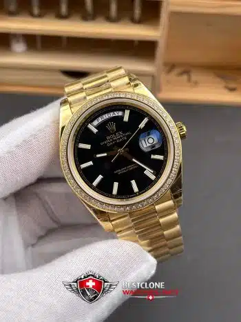 Rolex Day Date Super Clone Swiss Replica Watch Ref M228348RBR 0039 Black Sugar Dial 3255 Swiss Movement (4)