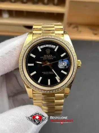 Rolex Day Date Super Clone Swiss Replica Watch Ref M228348RBR 0039 Black Sugar Dial 3255 Swiss Movement (5)