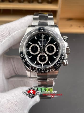 Reloj Rolex Daytona Esfera Negra Bisel Plateado 40mm Ref M126500LN 0002 Super Clone (1)