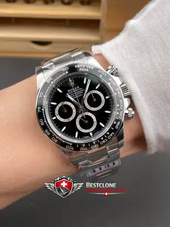 Rolex Daytona Black Dial Silver Bezel 40mm Ref M126500LN 0002 Super Clone Watch (9)