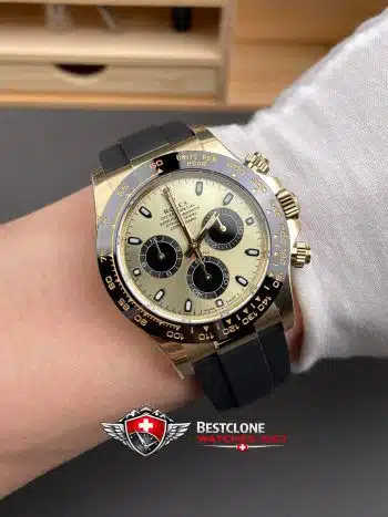 Reloj Rolex Daytona Champagne Dial Oysterflex 40mm Ref M116518LN 0048 Super Clone (9)