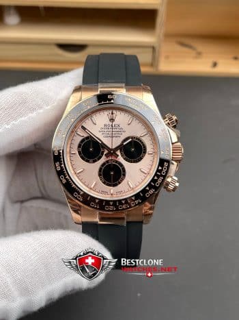 Rolex Daytona Everose Oro Rosa Dial Correa de caucho 40mm Ref M116515LN 0059 Super Clone Watch (1)