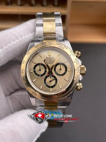 Rolex Daytona Two Tone Champagne Dial 40mm Ref M126503 0004 Super Clone Watch (3)