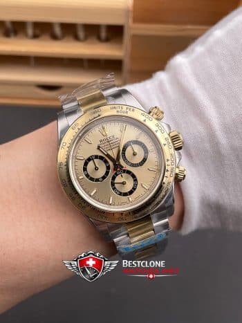 Reloj Rolex Daytona Two Tone Champagne Dial 40mm Ref M126503 0004 Super Clone (9)